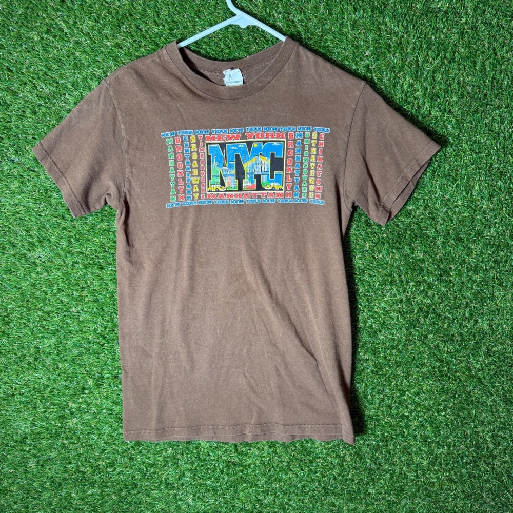 NYC New York City Souvenir T Shirt Delta Pro Eight Brown Graphic Tee Small